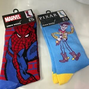 Marvel and Pixar Long Crew Socks Set -Holiday Gifts